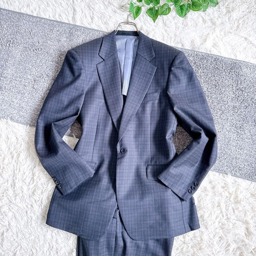 オールド　バレンシアガ セットアップ　スーツ　シングル　チェック　1B ネイビー
