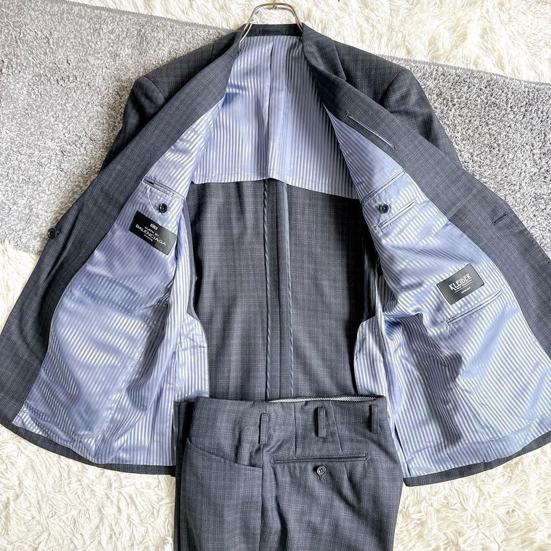 オールド　バレンシアガ セットアップ　スーツ　シングル　チェック　1B ネイビー