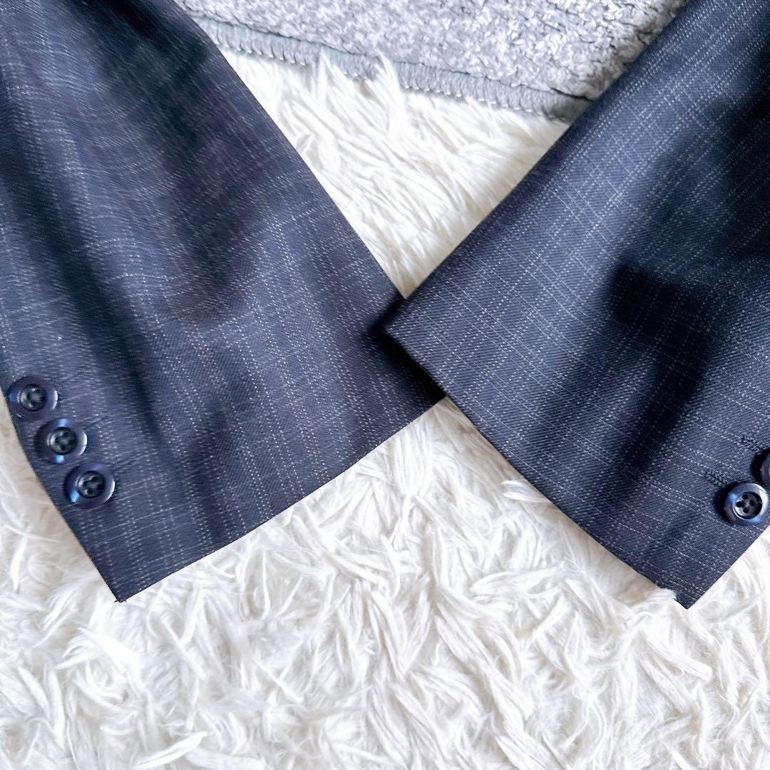 オールド　バレンシアガ セットアップ　スーツ　シングル　チェック　1B ネイビー