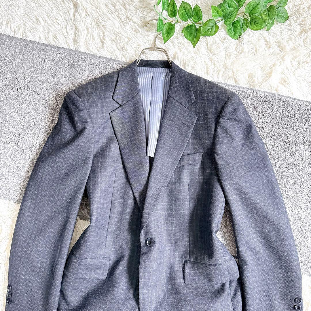 オールド　バレンシアガ セットアップ　スーツ　シングル　チェック　1B ネイビー