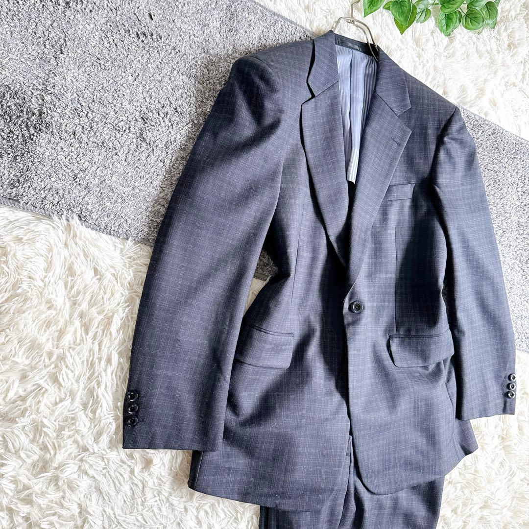 オールド　バレンシアガ セットアップ　スーツ　シングル　チェック　1B ネイビー