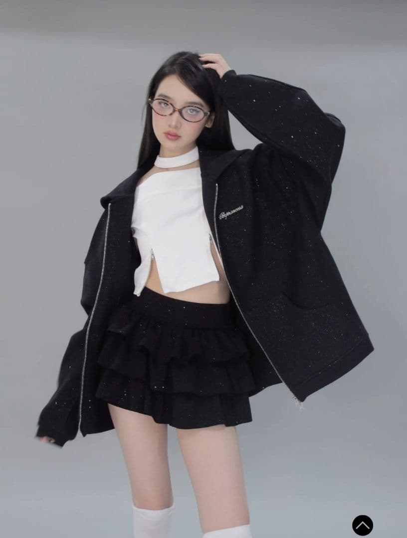 新品未開封 andwang Kirakira zip up BLACK M