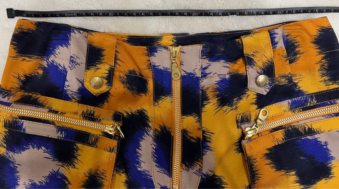 【美品】KENZOケンゾー　ミニスカート　オレンジ　レオパード柄　豹柄