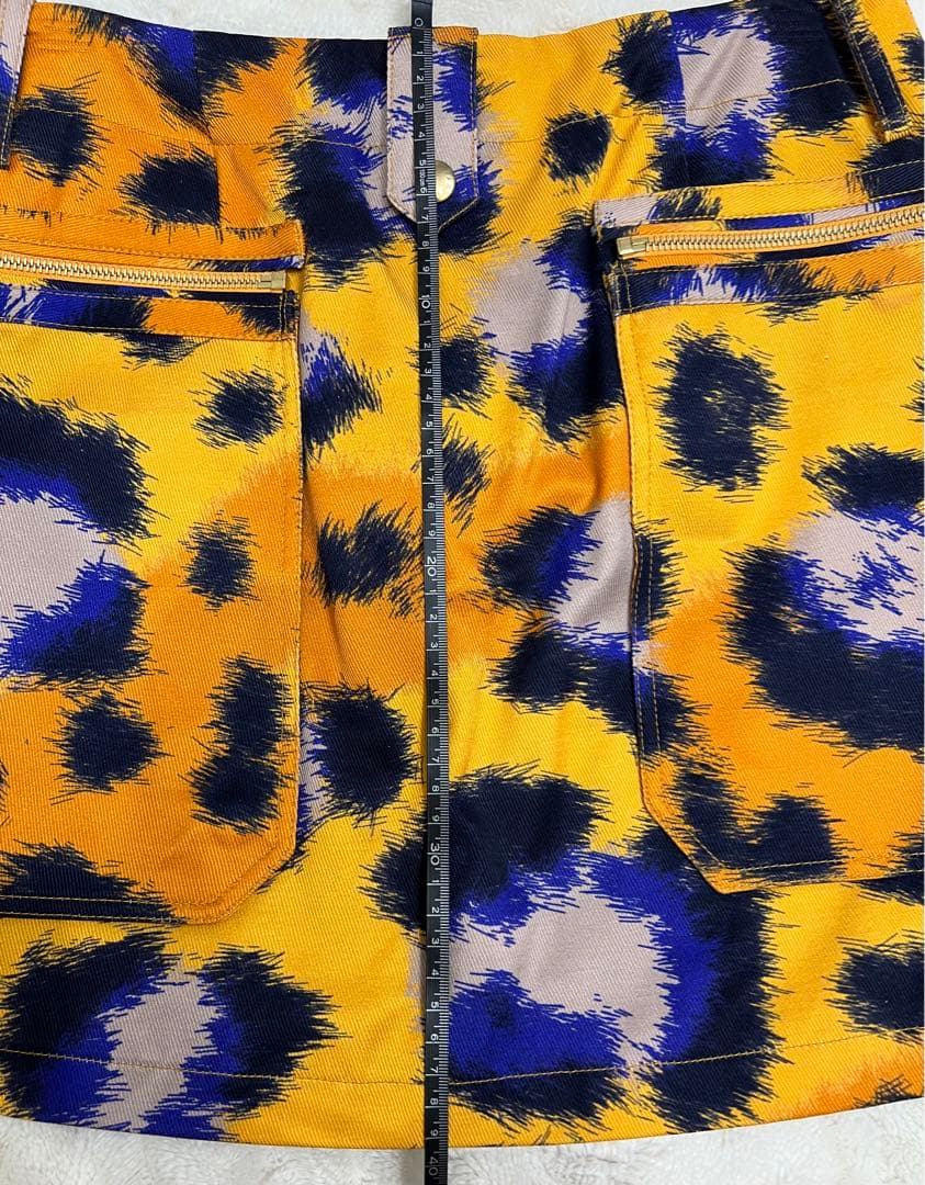 【美品】KENZOケンゾー　ミニスカート　オレンジ　レオパード柄　豹柄