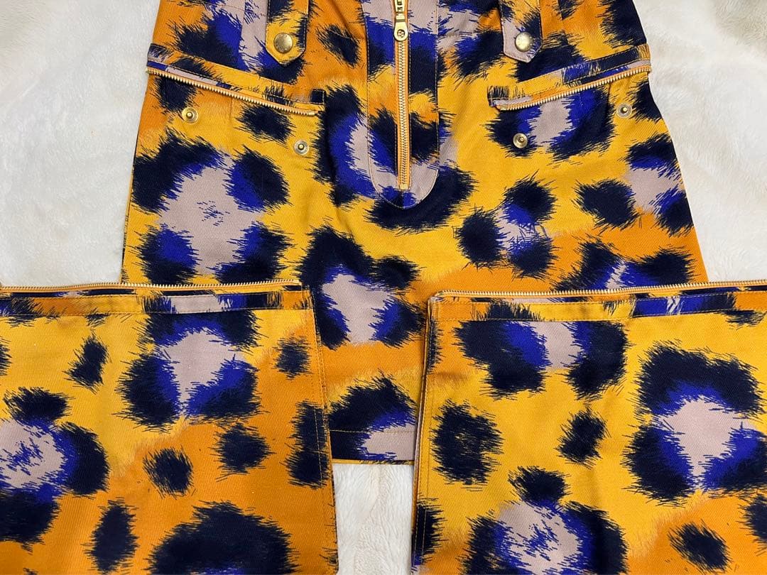 【美品】KENZOケンゾー　ミニスカート　オレンジ　レオパード柄　豹柄