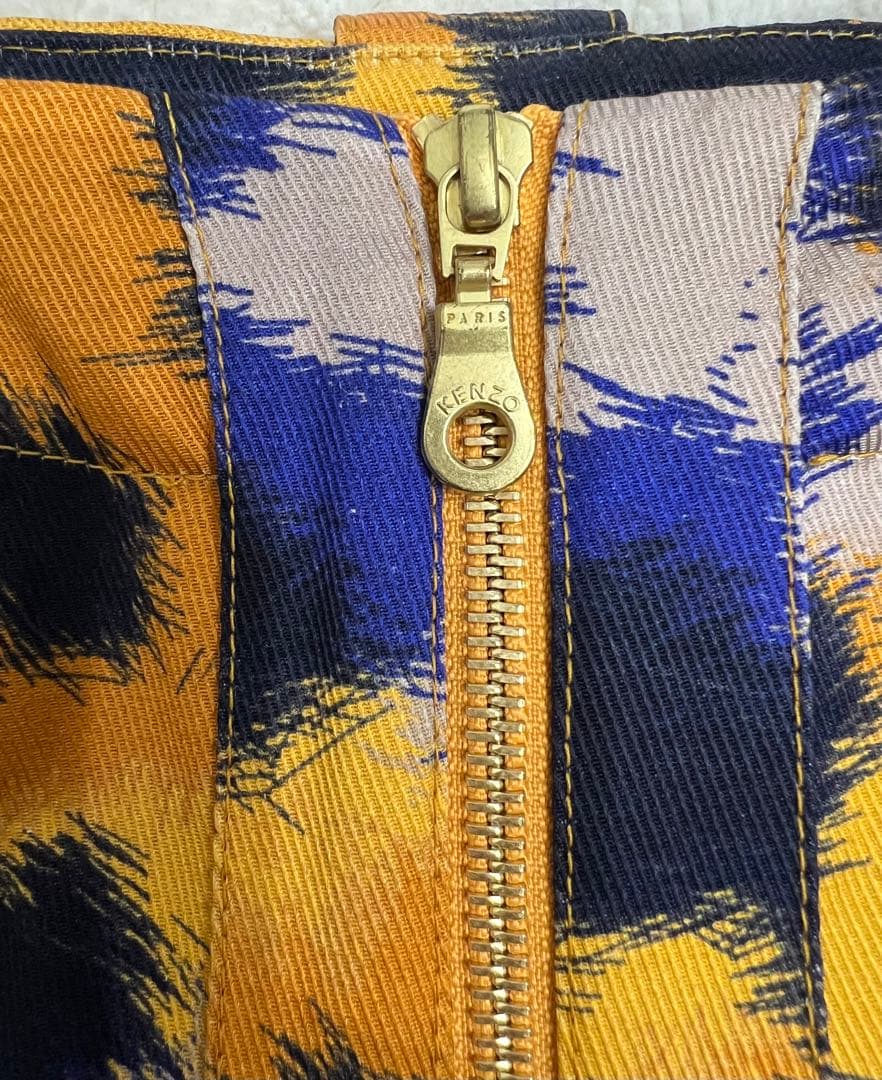 【美品】KENZOケンゾー　ミニスカート　オレンジ　レオパード柄　豹柄