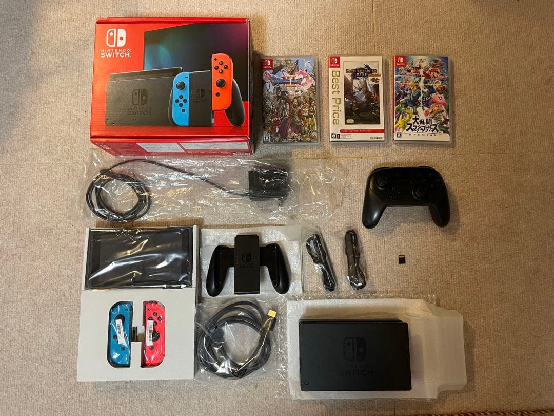 Nintendo Switchプロコン、ソフト複数、64GBMicroSD
