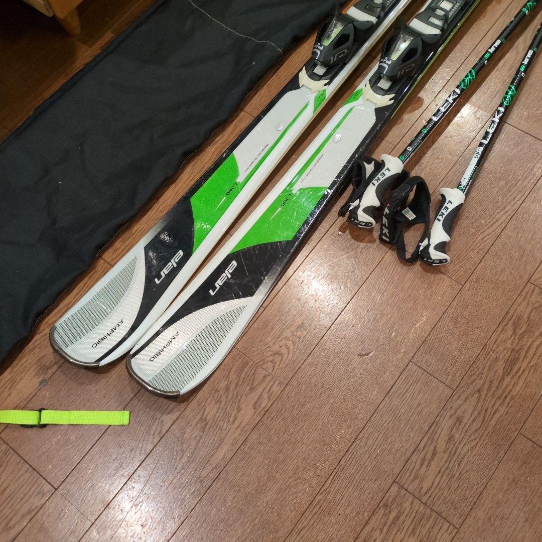 elan AMPHIBIO 10 160cmスキー LEKIストック、カバー付