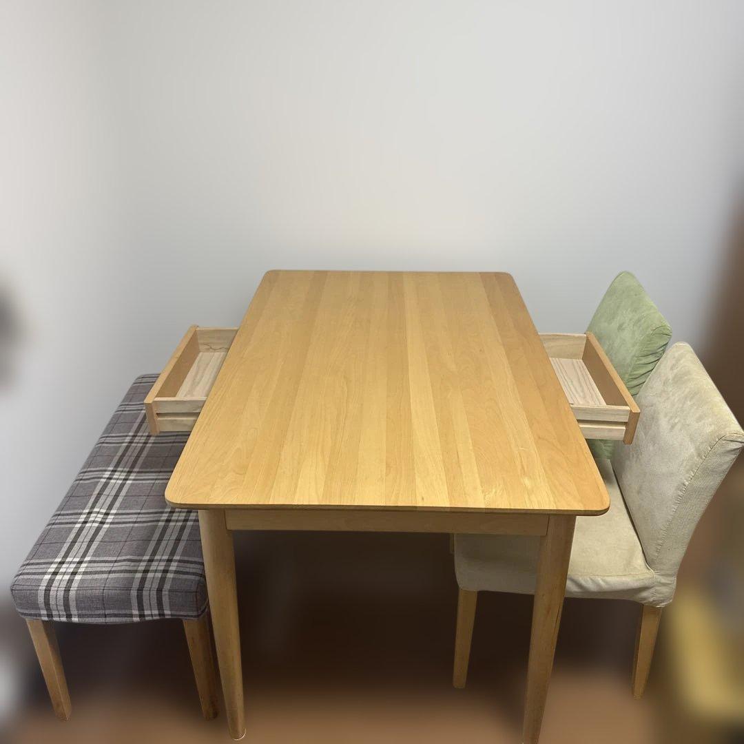 ダイニングテーブル 長椅子と椅子のペア