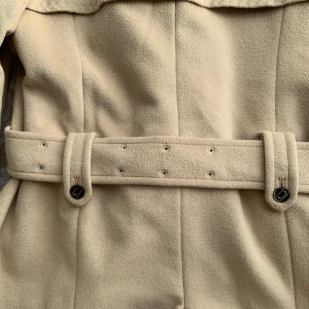 美品　バーバリーロンドン　トレンチ型　アンゴラウールセミロングコート36ベージュ