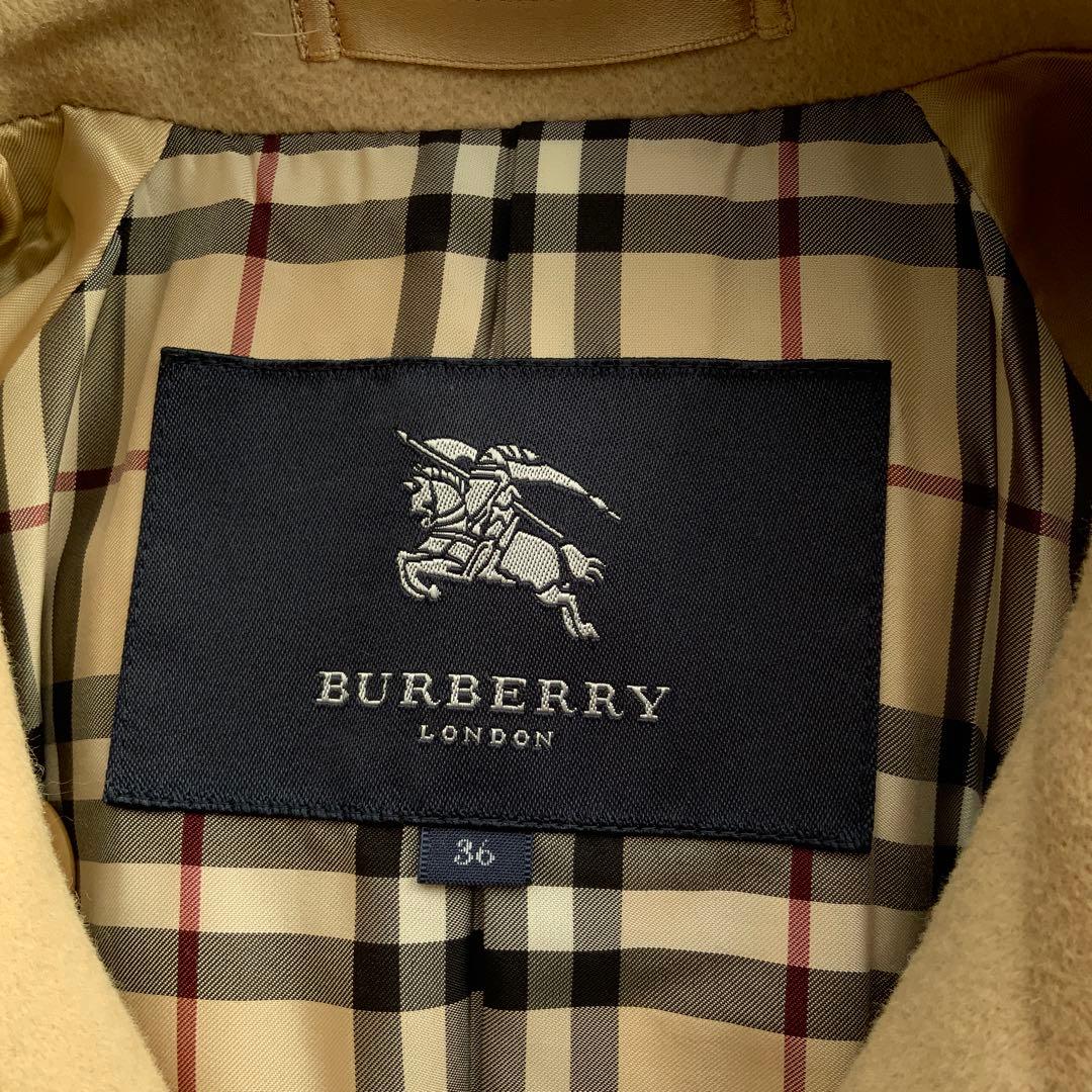 美品　バーバリーロンドン　トレンチ型　アンゴラウールセミロングコート36ベージュ