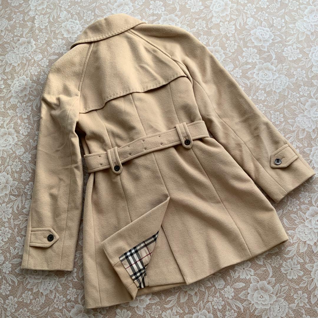 美品　バーバリーロンドン　トレンチ型　アンゴラウールセミロングコート36ベージュ