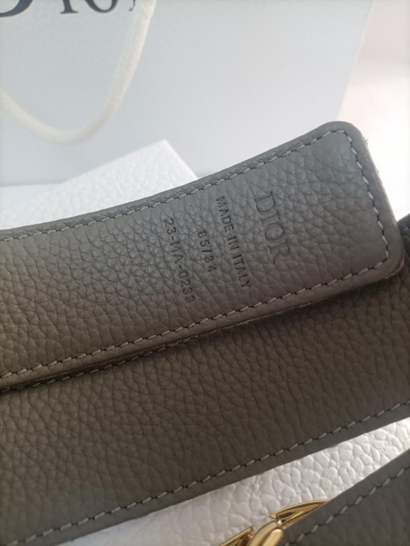 グレー★ディオール ベルト Christian Dior メンズ ゴールドロゴ