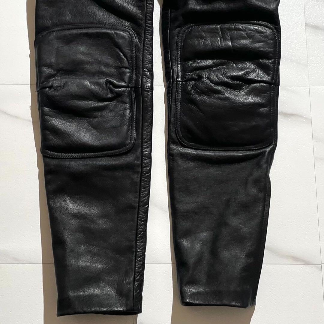 【美品◦XL✨】LEAD レザーパンツ ベルト バイクパンツ 黒 LL