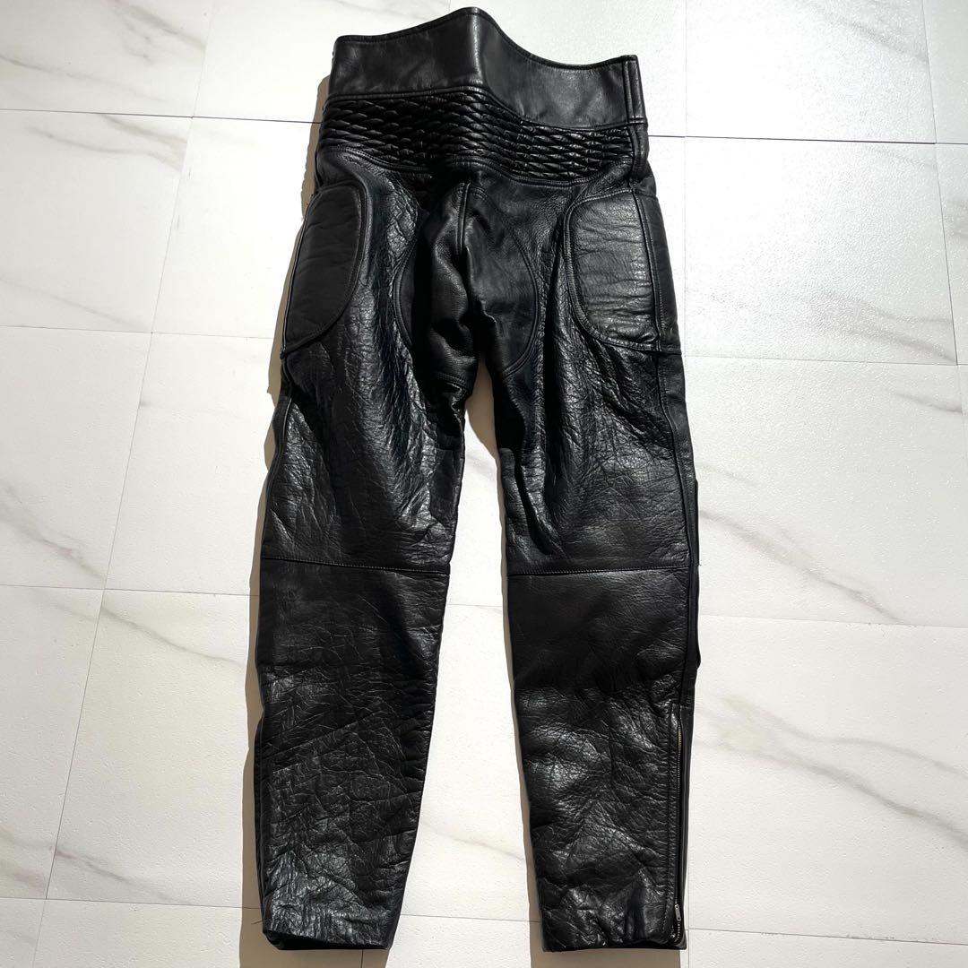 【美品◦XL✨】LEAD レザーパンツ ベルト バイクパンツ 黒 LL