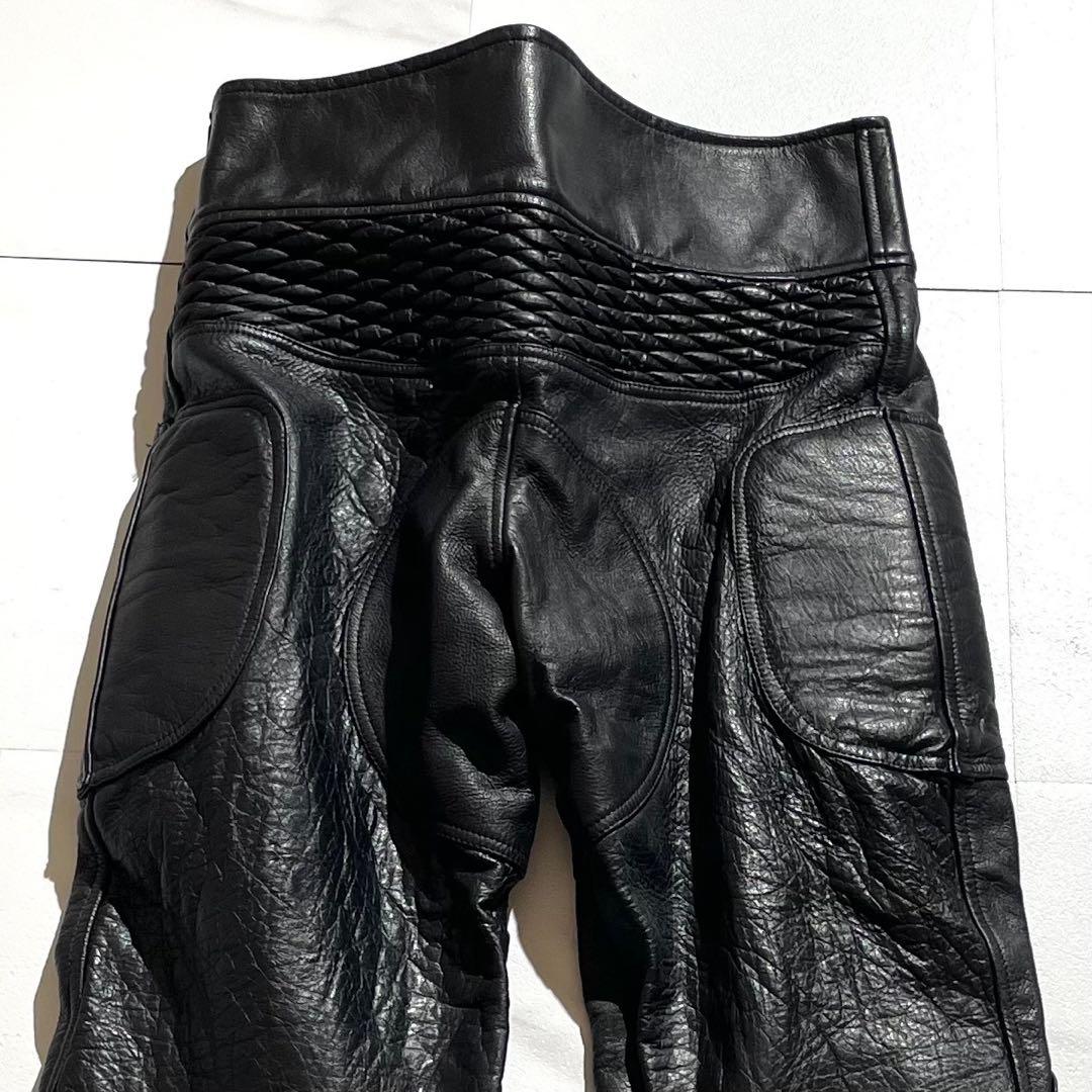 【美品◦XL✨】LEAD レザーパンツ ベルト バイクパンツ 黒 LL
