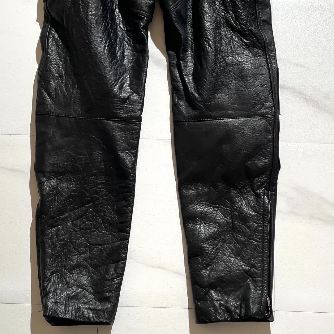 【美品◦XL✨】LEAD レザーパンツ ベルト バイクパンツ 黒 LL
