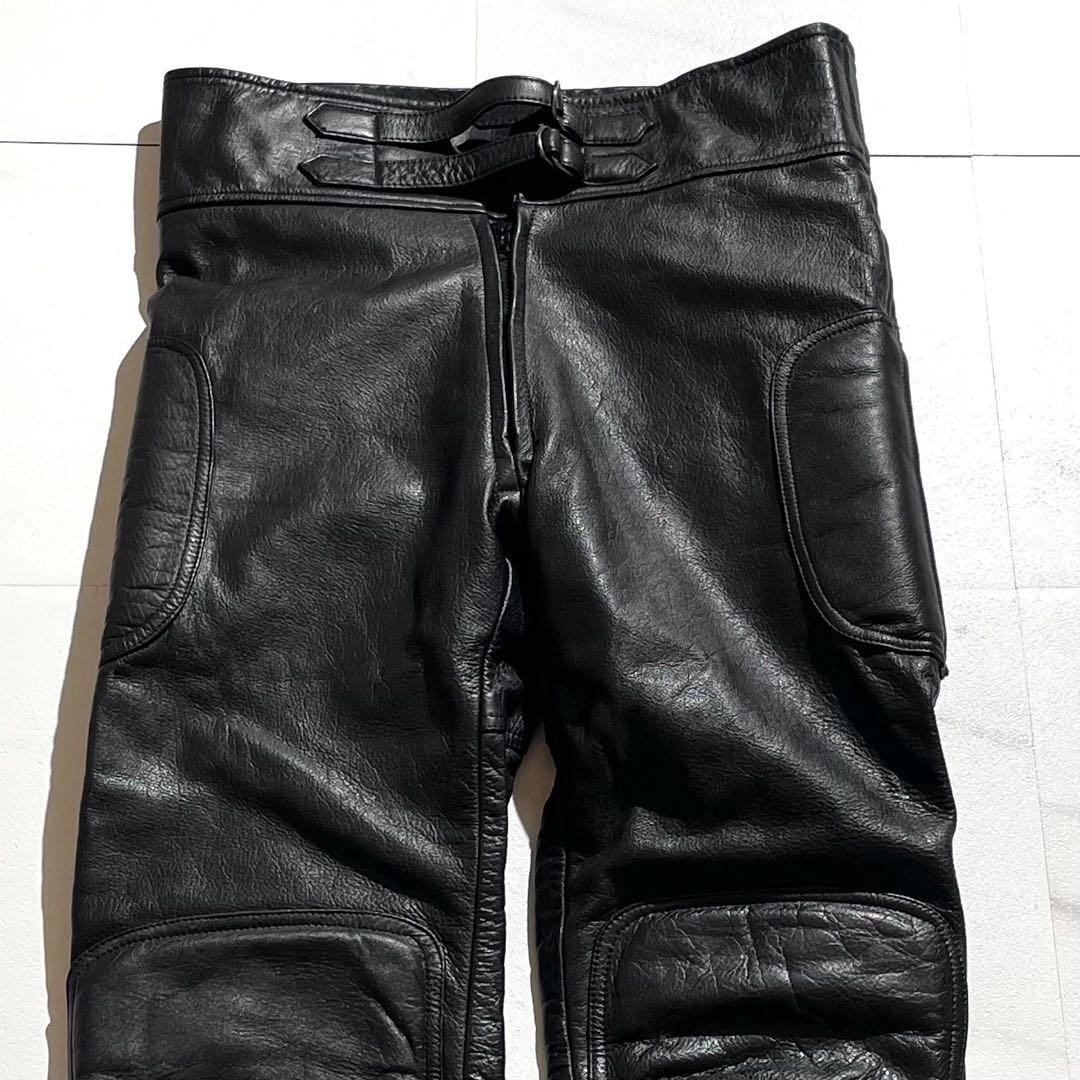 【美品◦XL✨】LEAD レザーパンツ ベルト バイクパンツ 黒 LL