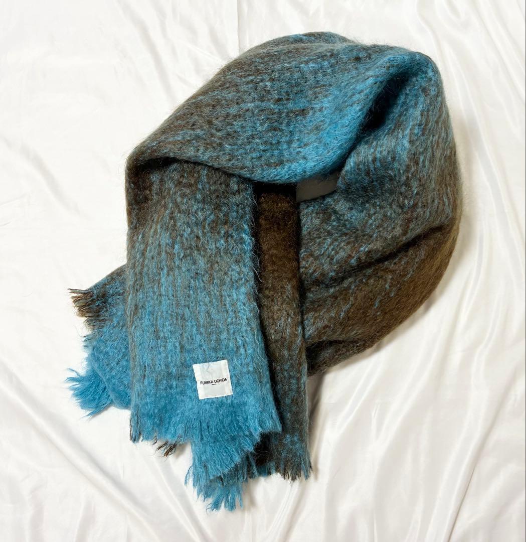 FUMIKA UCHIDA フミカウチダ モヘアストール マフラー ブルー