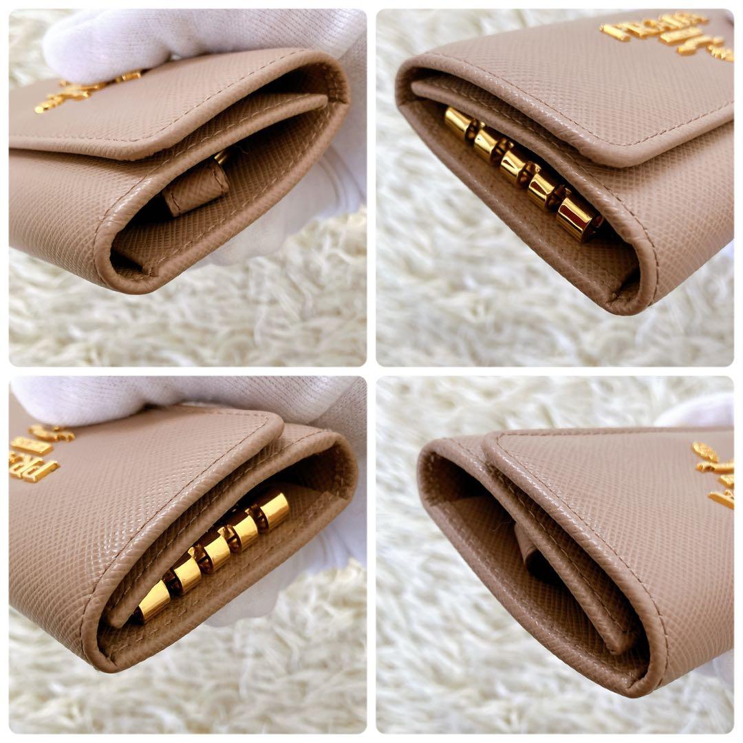 美品✨ギャランティ箱付 プラダ サフィアーノ キーリング付4連キーケースベージュ