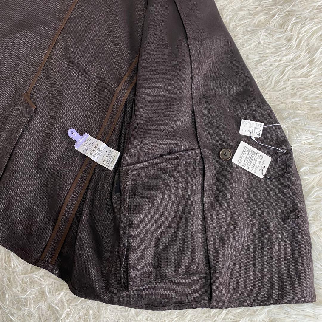 【未使用品】ティッカ　23ss リネンパナマダブルジャケット ブラウン 2