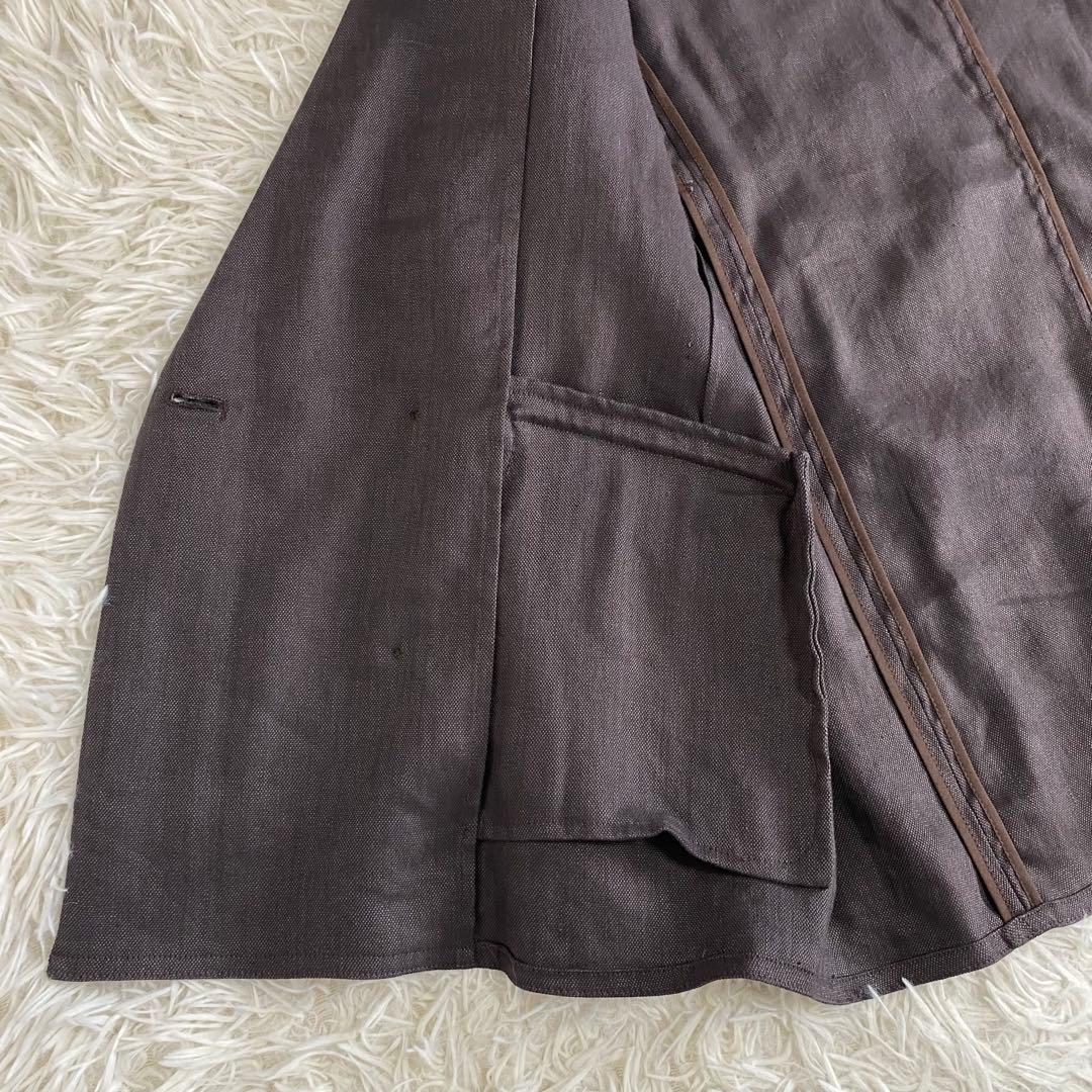 【未使用品】ティッカ　23ss リネンパナマダブルジャケット ブラウン 2