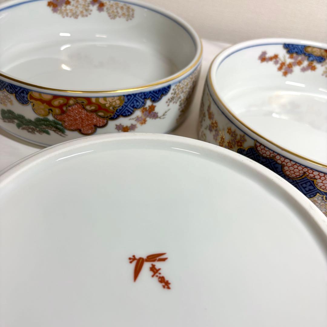 有田焼 其泉窯 染錦春秋紋　三段重