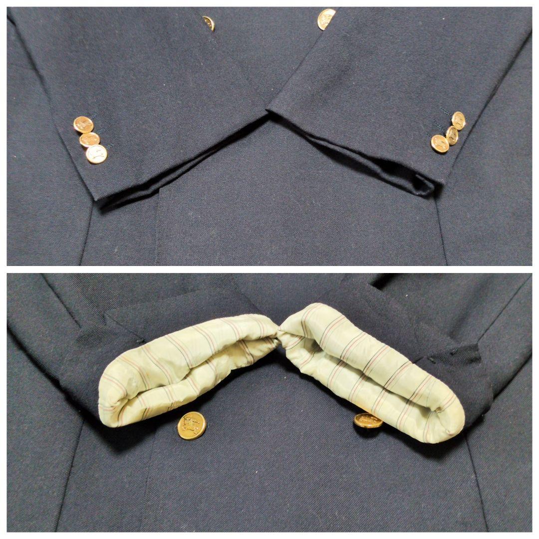 【希少サイズ】バーバリー　テーラードジャケット　紺ブレ　ダブル　金ボタン　背抜き