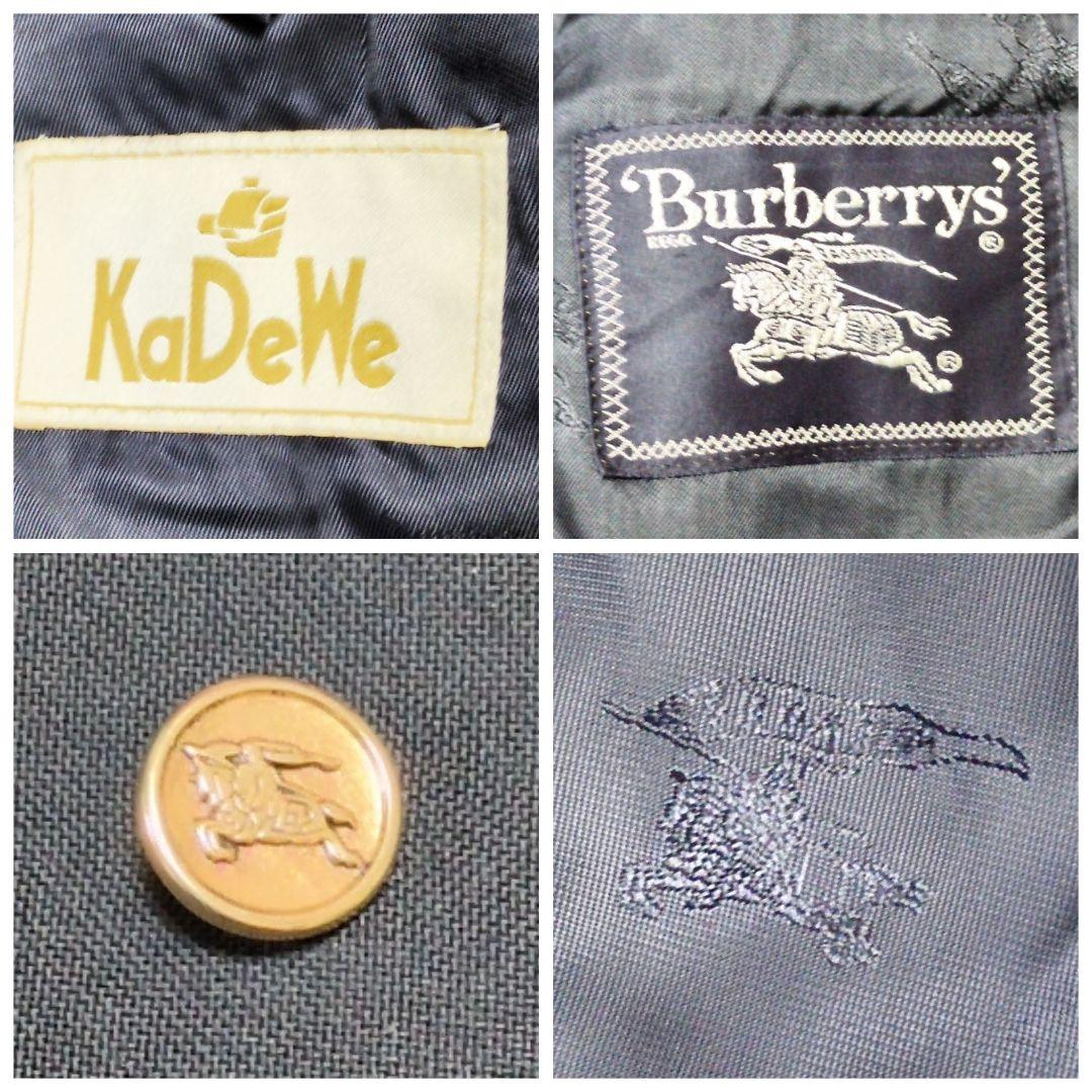 【希少サイズ】バーバリー　テーラードジャケット　紺ブレ　ダブル　金ボタン　背抜き