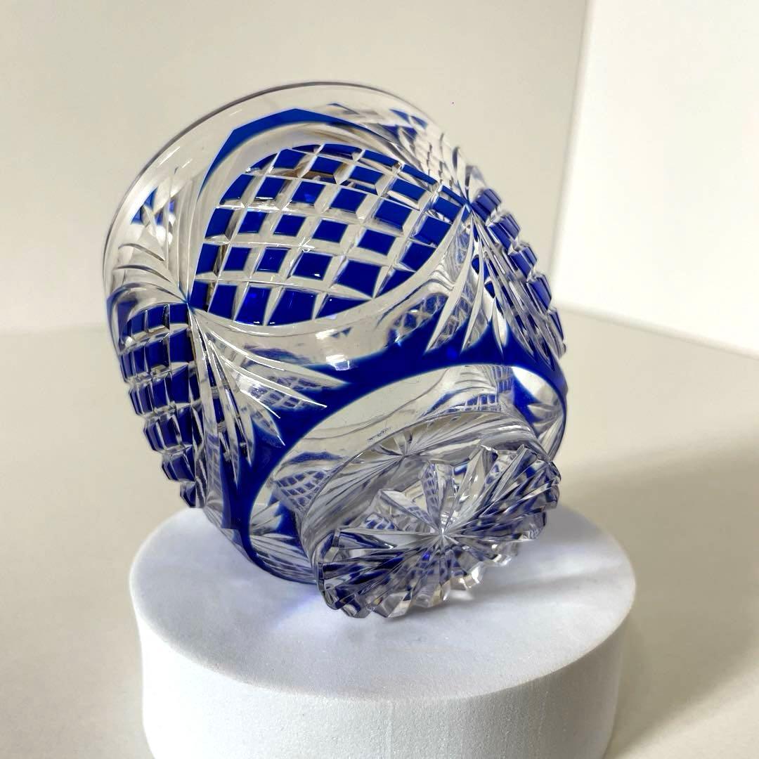 はる #XG339カメイガラス・藍被硝子・薩摩切子・猪口・蓋付子付・友箱