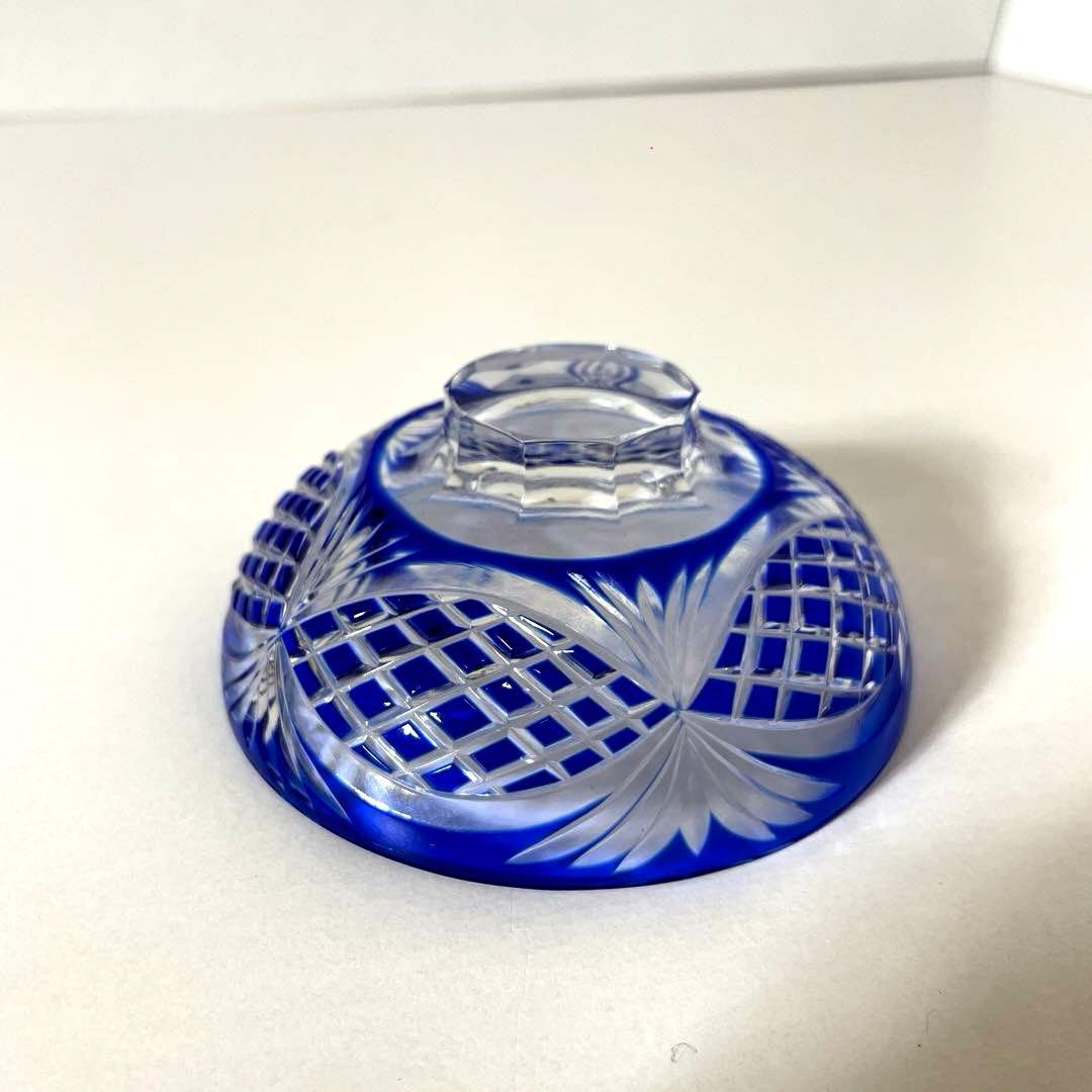 はる #XG339カメイガラス・藍被硝子・薩摩切子・猪口・蓋付子付・友箱