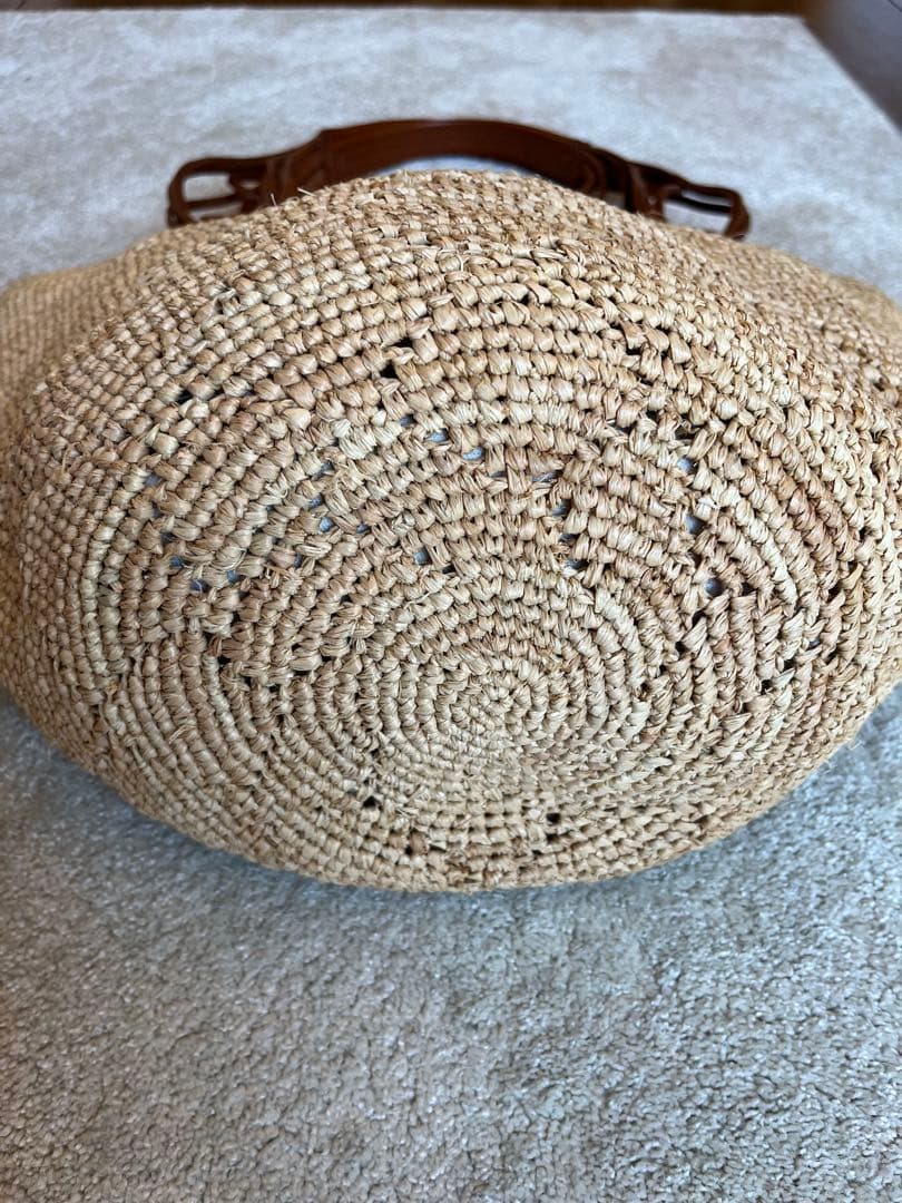 【美品】genten カゴバッグ　ハンドバッグ　ラフィア×牛革　フィオリーレ