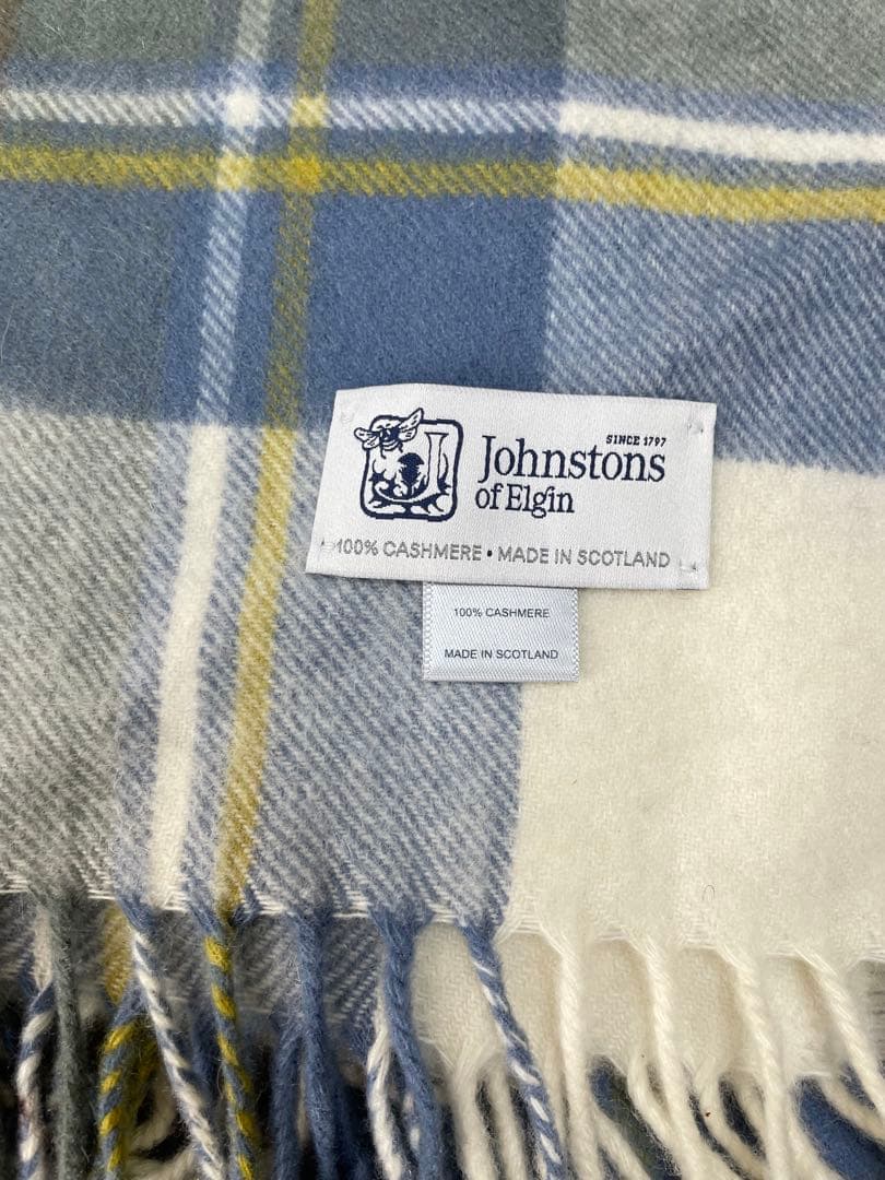 【極美品】ジョンストンズ　カシミアマフラー　大判ストール　タータンチェック