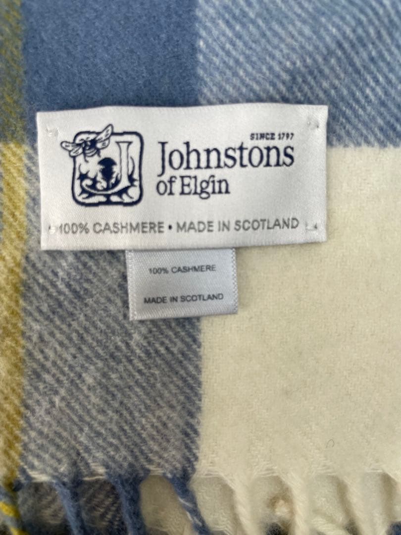 【極美品】ジョンストンズ　カシミアマフラー　大判ストール　タータンチェック