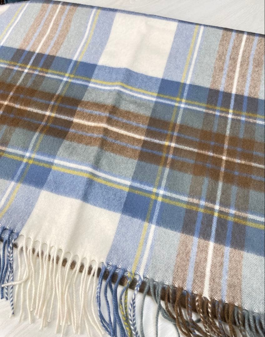 【極美品】ジョンストンズ　カシミアマフラー　大判ストール　タータンチェック