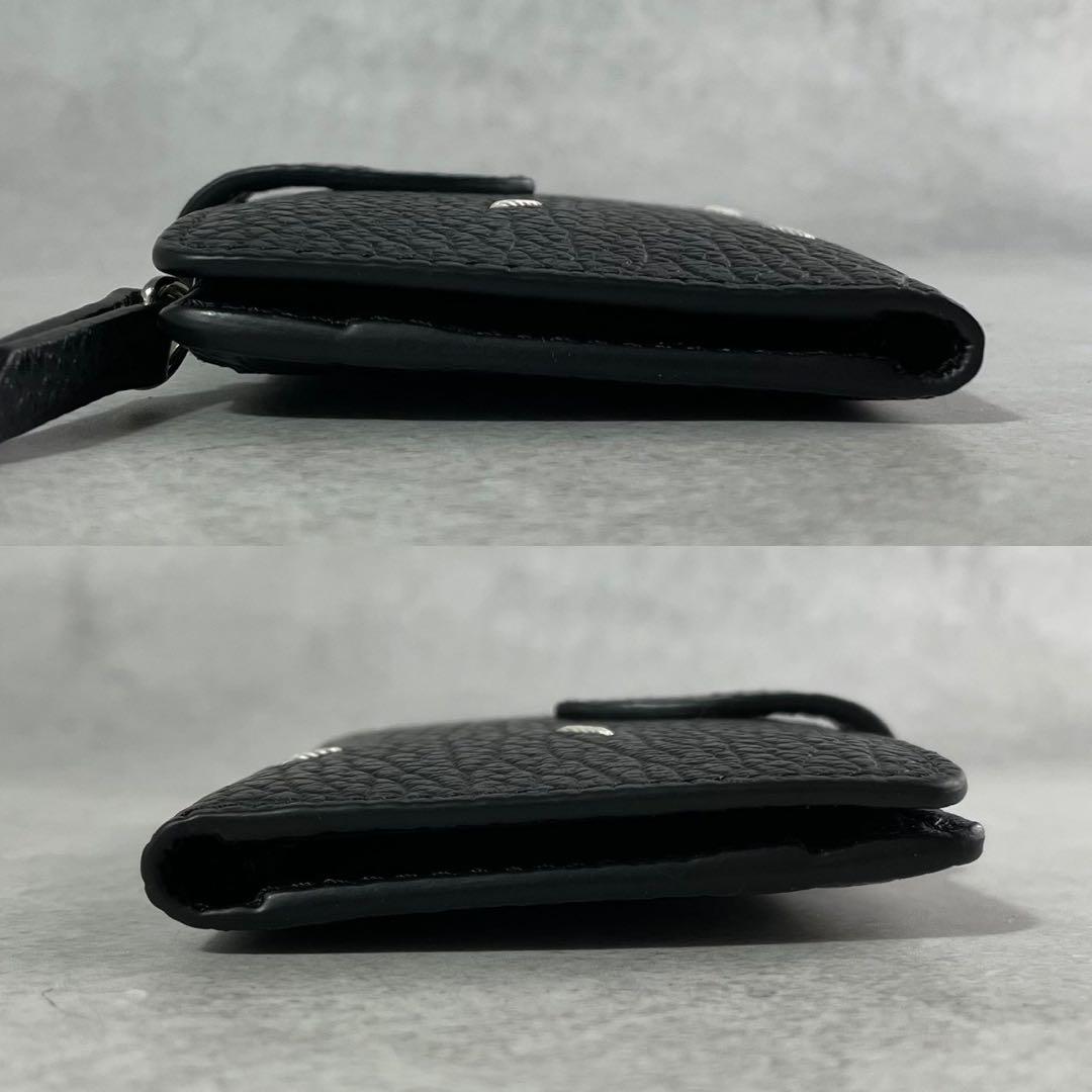 H☆LCO✨メゾンマルジェラ 二つ折り財布 4ステッチ 黒 グレインレザー