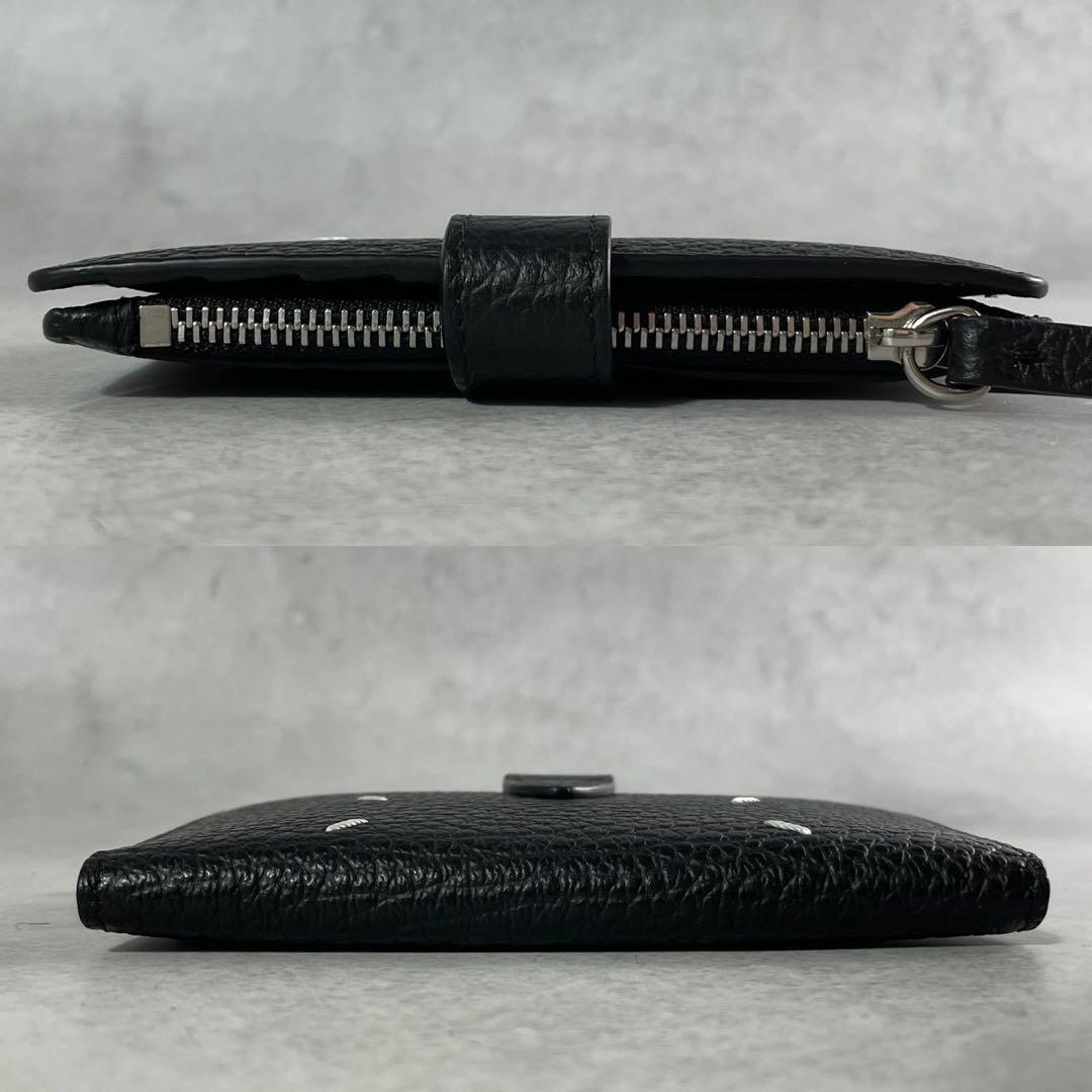 H☆LCO✨メゾンマルジェラ 二つ折り財布 4ステッチ 黒 グレインレザー