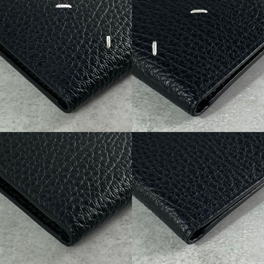 H☆LCO✨メゾンマルジェラ 二つ折り財布 4ステッチ 黒 グレインレザー