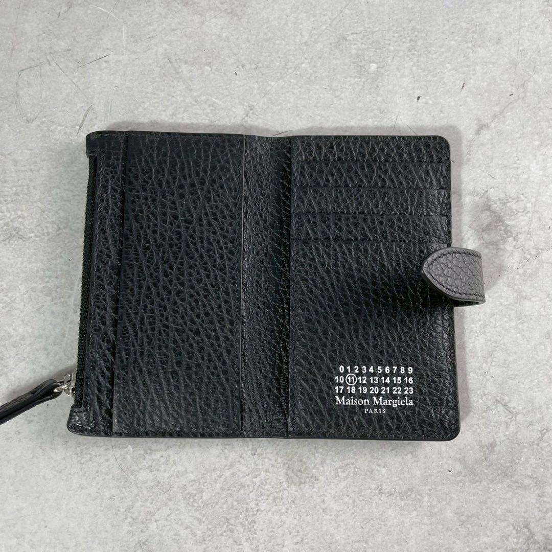 H☆LCO✨メゾンマルジェラ 二つ折り財布 4ステッチ 黒 グレインレザー