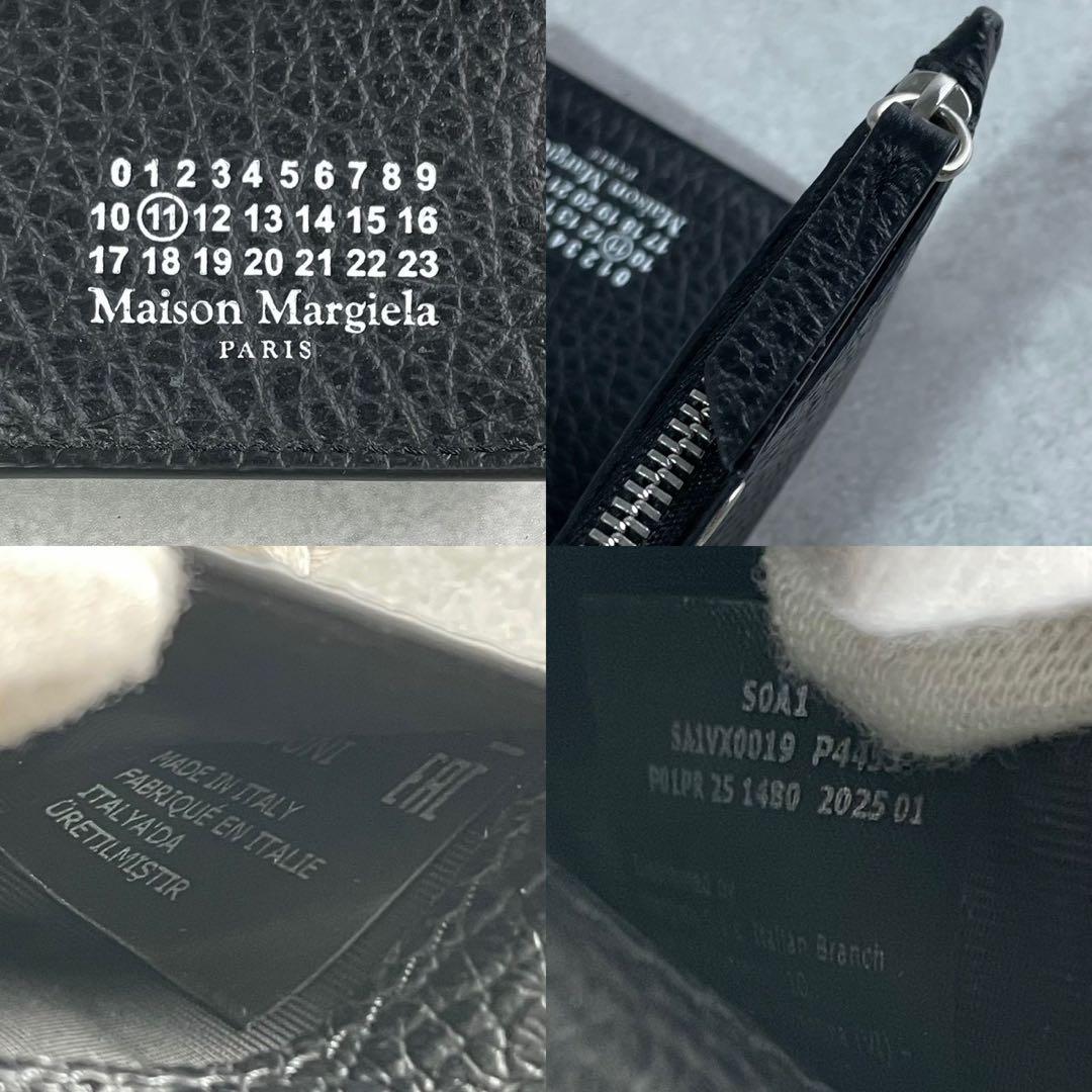 H☆LCO✨メゾンマルジェラ 二つ折り財布 4ステッチ 黒 グレインレザー