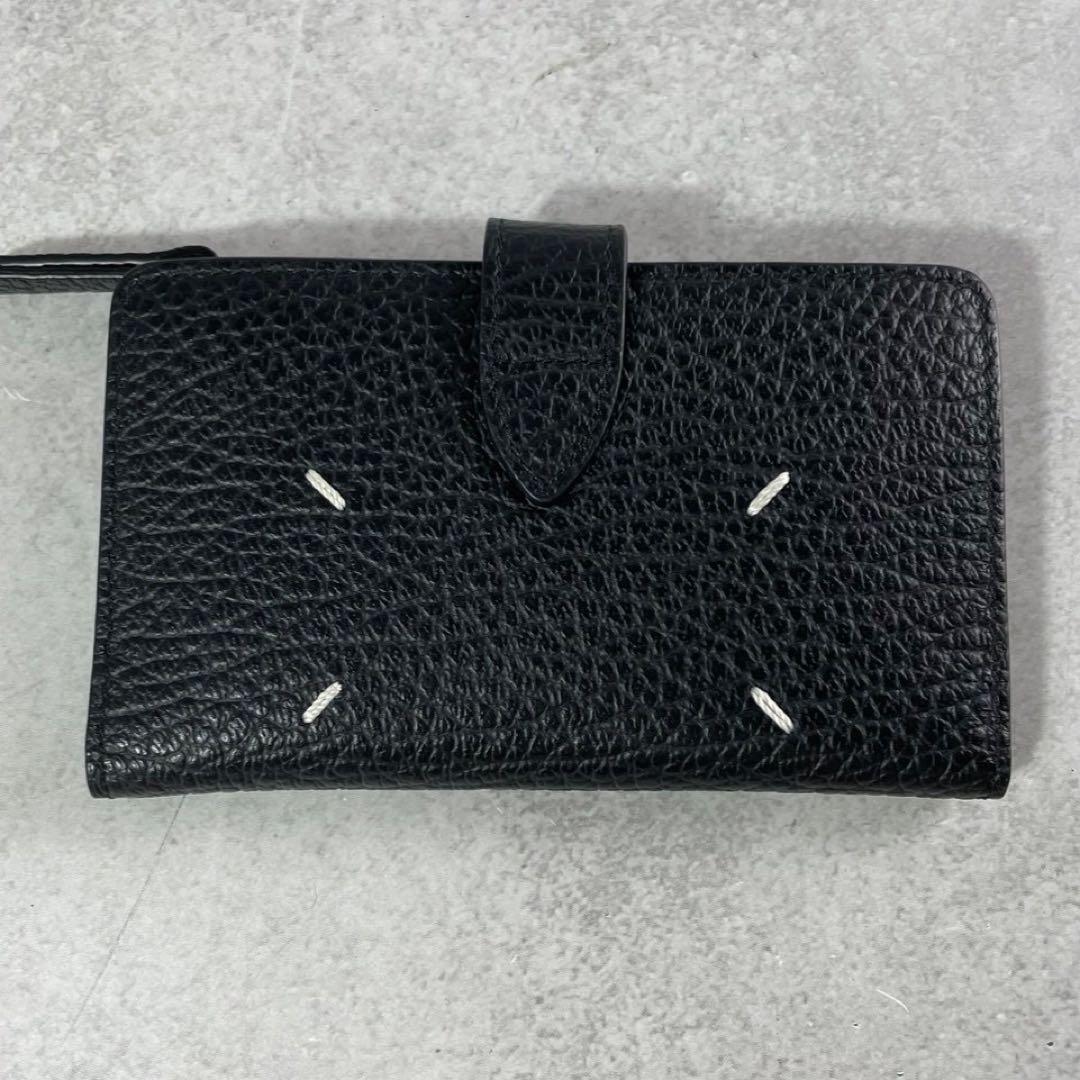 H☆LCO✨メゾンマルジェラ 二つ折り財布 4ステッチ 黒 グレインレザー