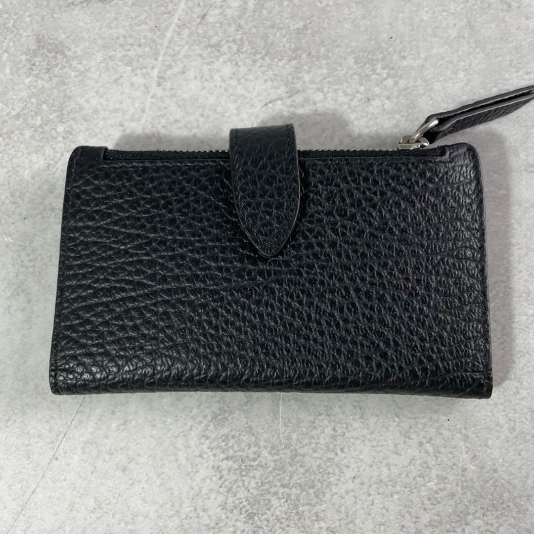 H☆LCO✨メゾンマルジェラ 二つ折り財布 4ステッチ 黒 グレインレザー