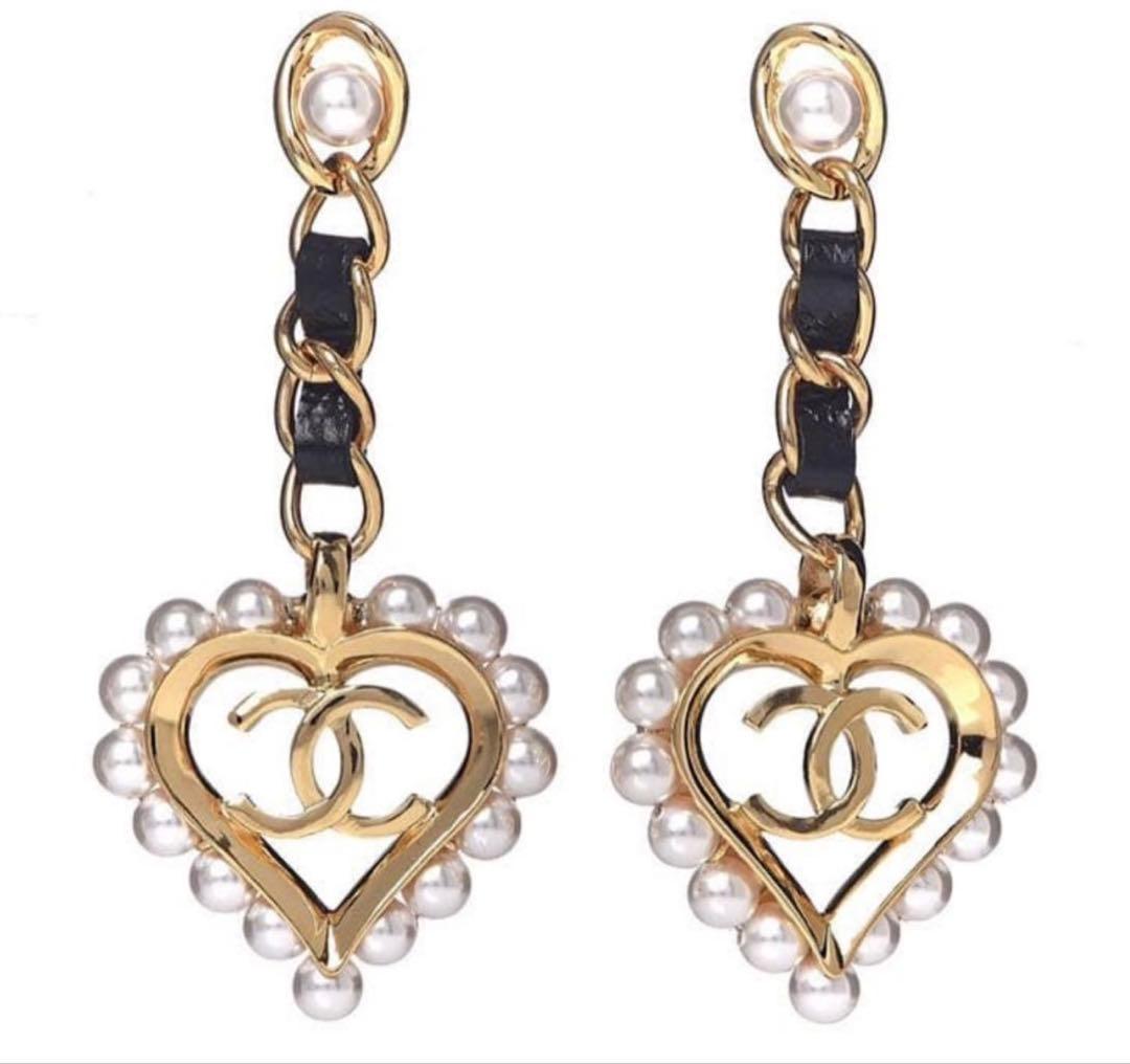 CHANEL 激レア　ピアス　パールピアス　ハートピアス