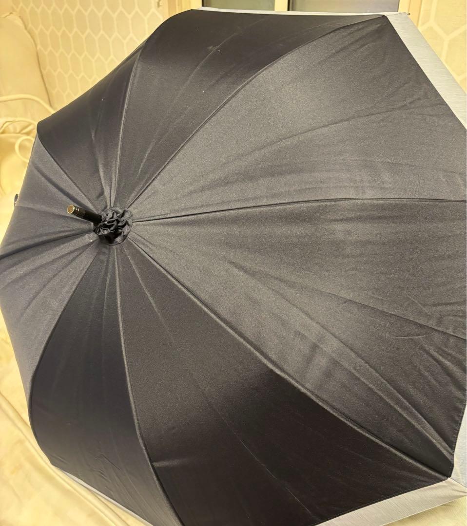 サンバリア100 Mサイズ コンビ(ネイビー, 竹手元) 完全遮光 長傘