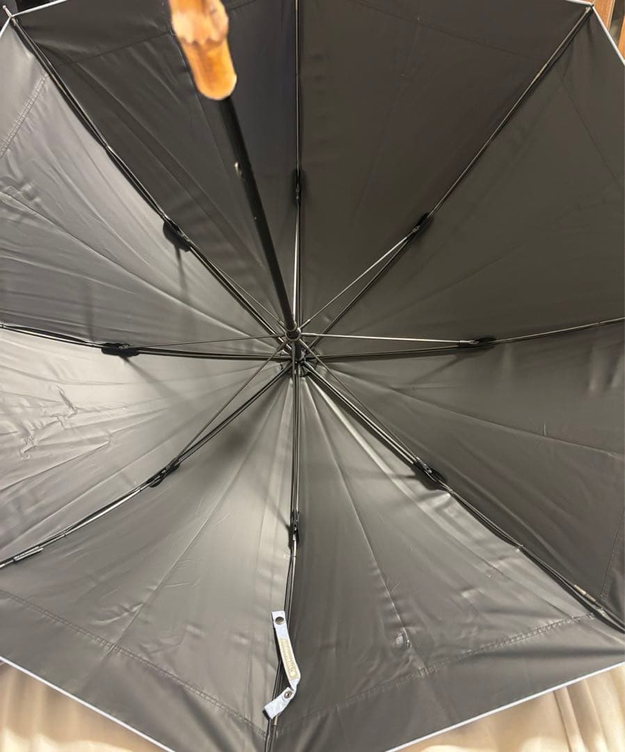 サンバリア100 Mサイズ コンビ(ネイビー, 竹手元) 完全遮光 長傘