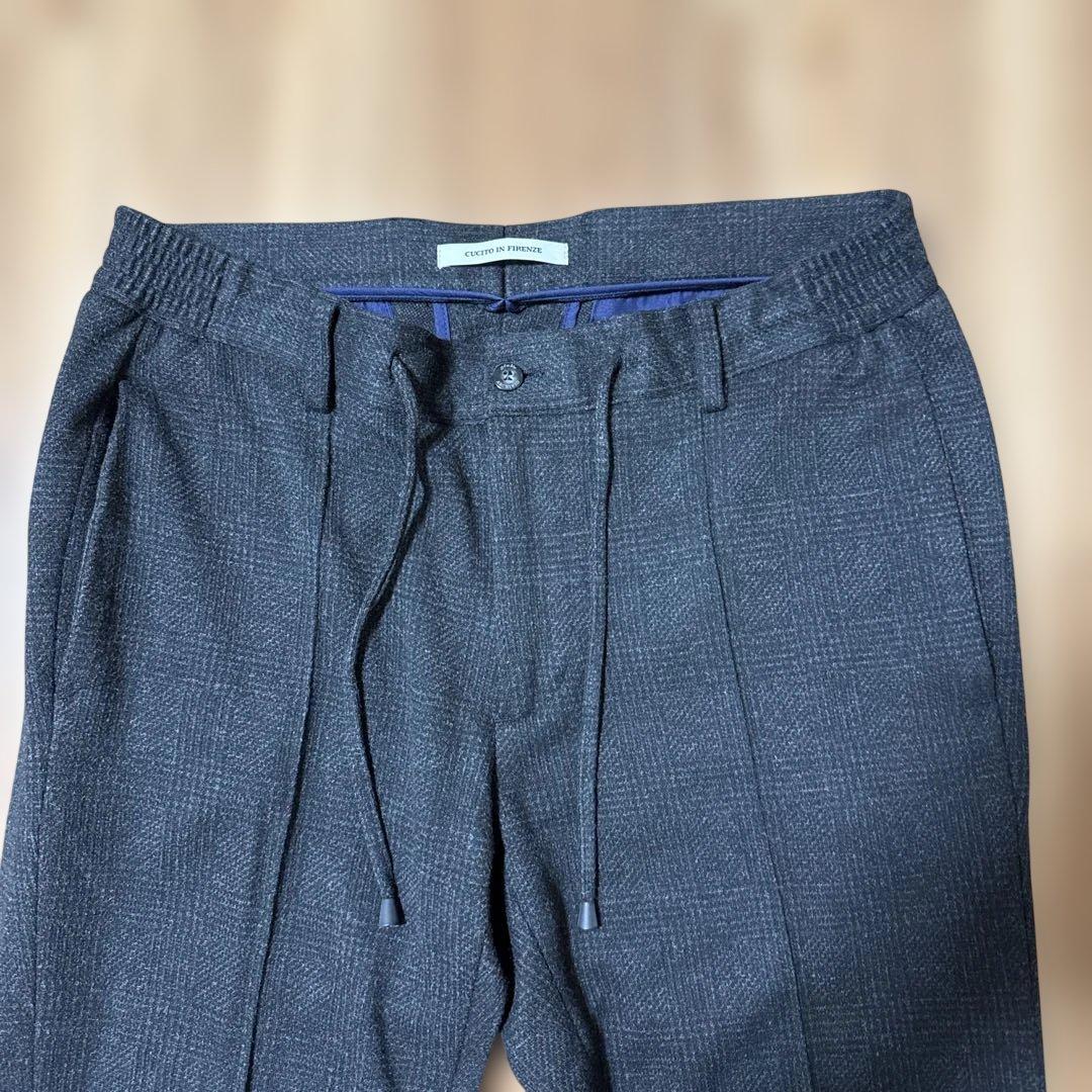 c*a様 ミックスファブリック グレンチェック柄 1プリーツ ドローコードスラッ