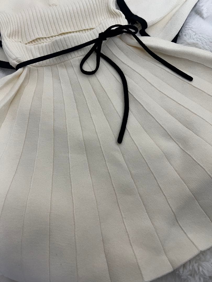 【Darich】ウエストオープンリボンデザインニットミニワンピース FL