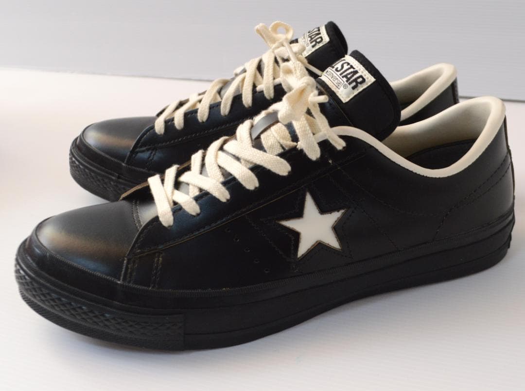 美品 コンバース ワンスター J ブラック ローカット レザー スニーカー 黒