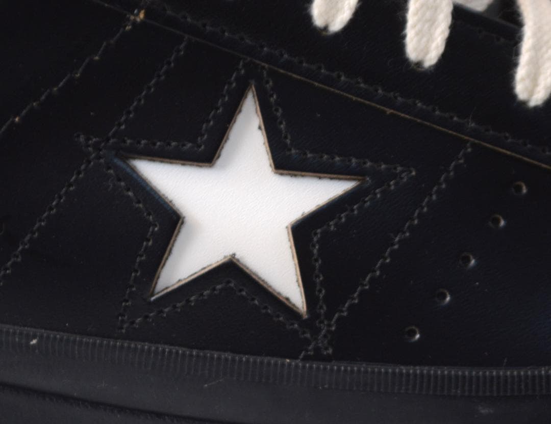 美品 コンバース ワンスター J ブラック ローカット レザー スニーカー 黒