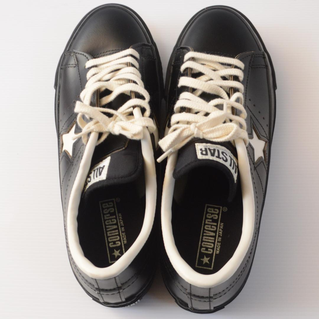美品 コンバース ワンスター J ブラック ローカット レザー スニーカー 黒